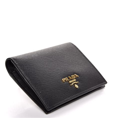 prada saffiano metal bi fold wallet|authentic Prada wallet sale.